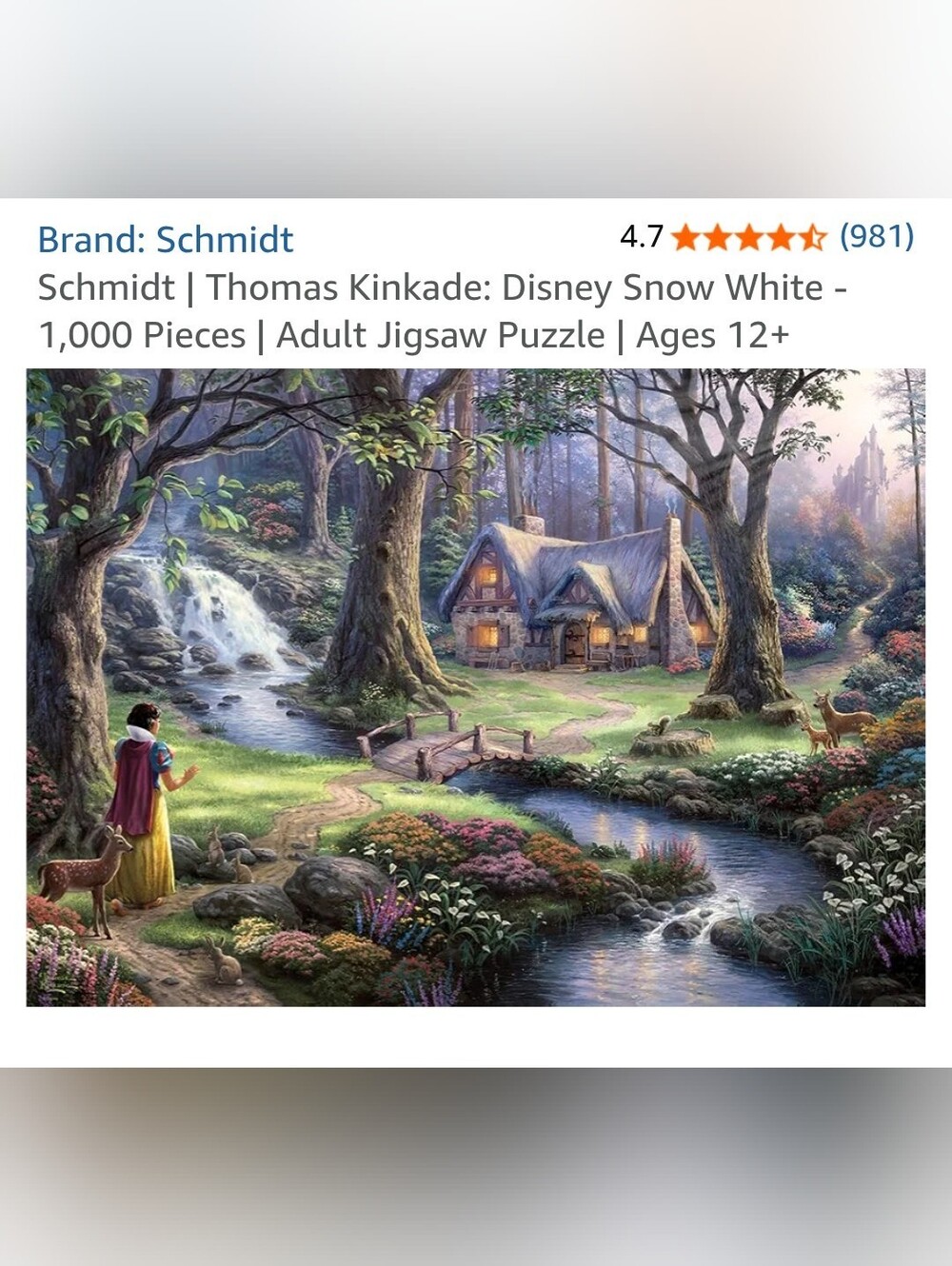 Disney Thomas Kinkade Snow White Puzzle 1000p